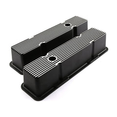 Speedmaster PCE314.1070.04 Black Aluminum Ribbed Valve Covers Tall w/Hole
