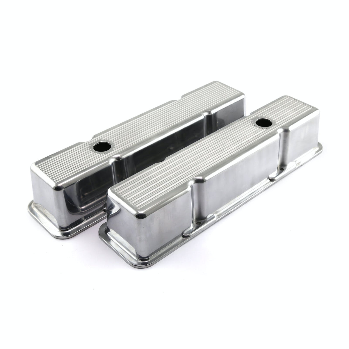 Speedmaster PCE314.1070.06 Polished Aluminum Ball Milled Valve Covers - Tall w/ Hole