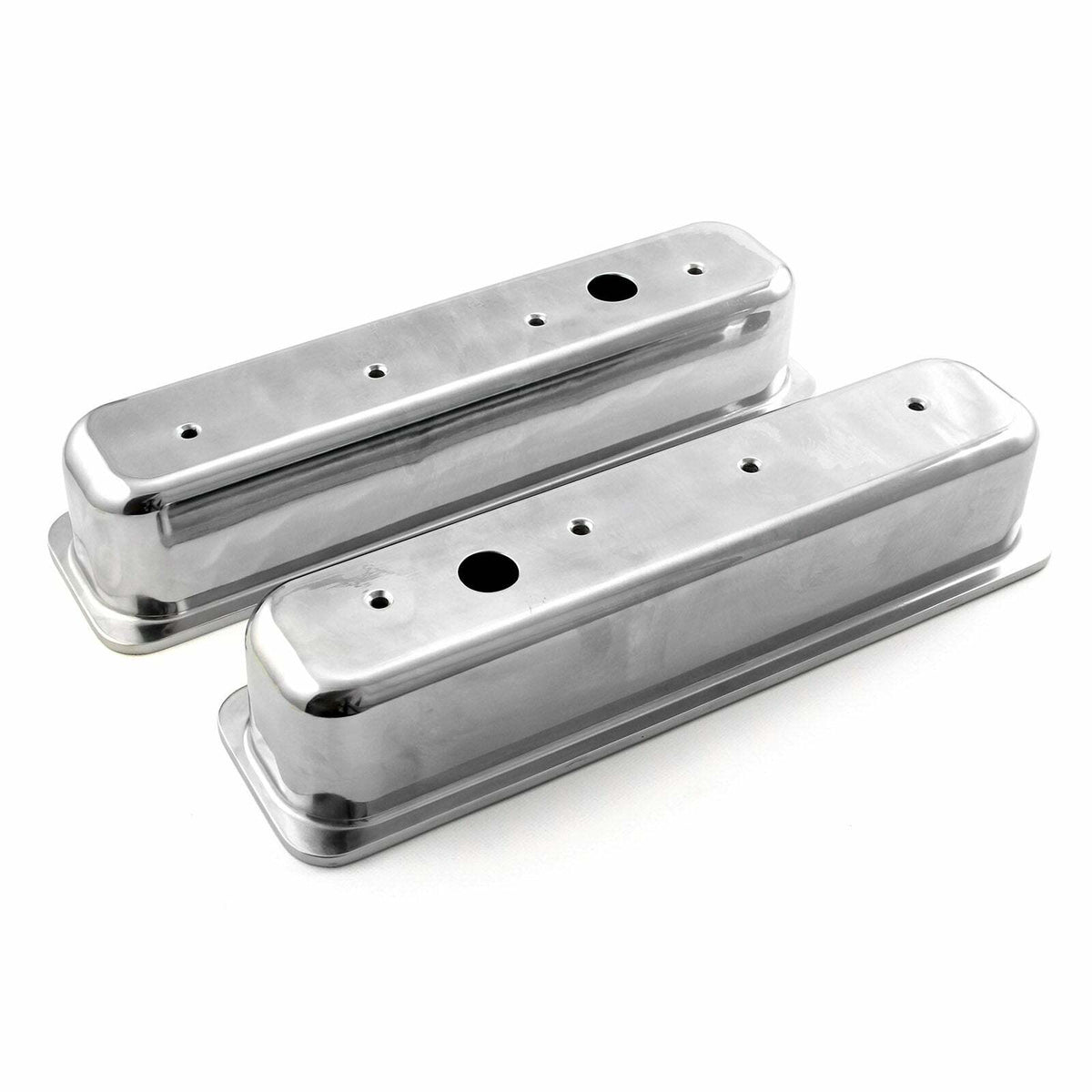 Speedmaster PCE314.1075 Center Bolt Polished Aluminum Plain Valve Covers - Tall w/ Hole