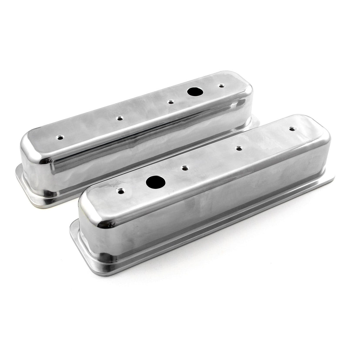 Speedmaster PCE314.1075.01 Center Bolt Polished Aluminum Plain Valve Covers - Tall w/ Hole