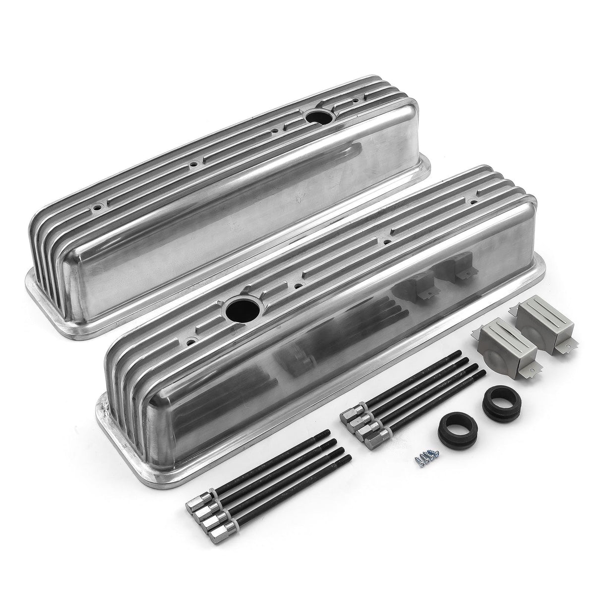 Speedmaster PCE314.1075.02 Center Bolt Nostalgic Finned Aluminum Valve Covers - Tall w/Hole