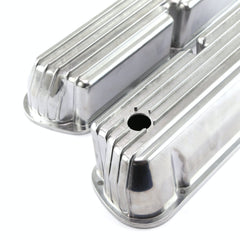 Speedmaster PCE314.1083.08 Classic Finned Aluminum Valve Covers - Tall w/Hole