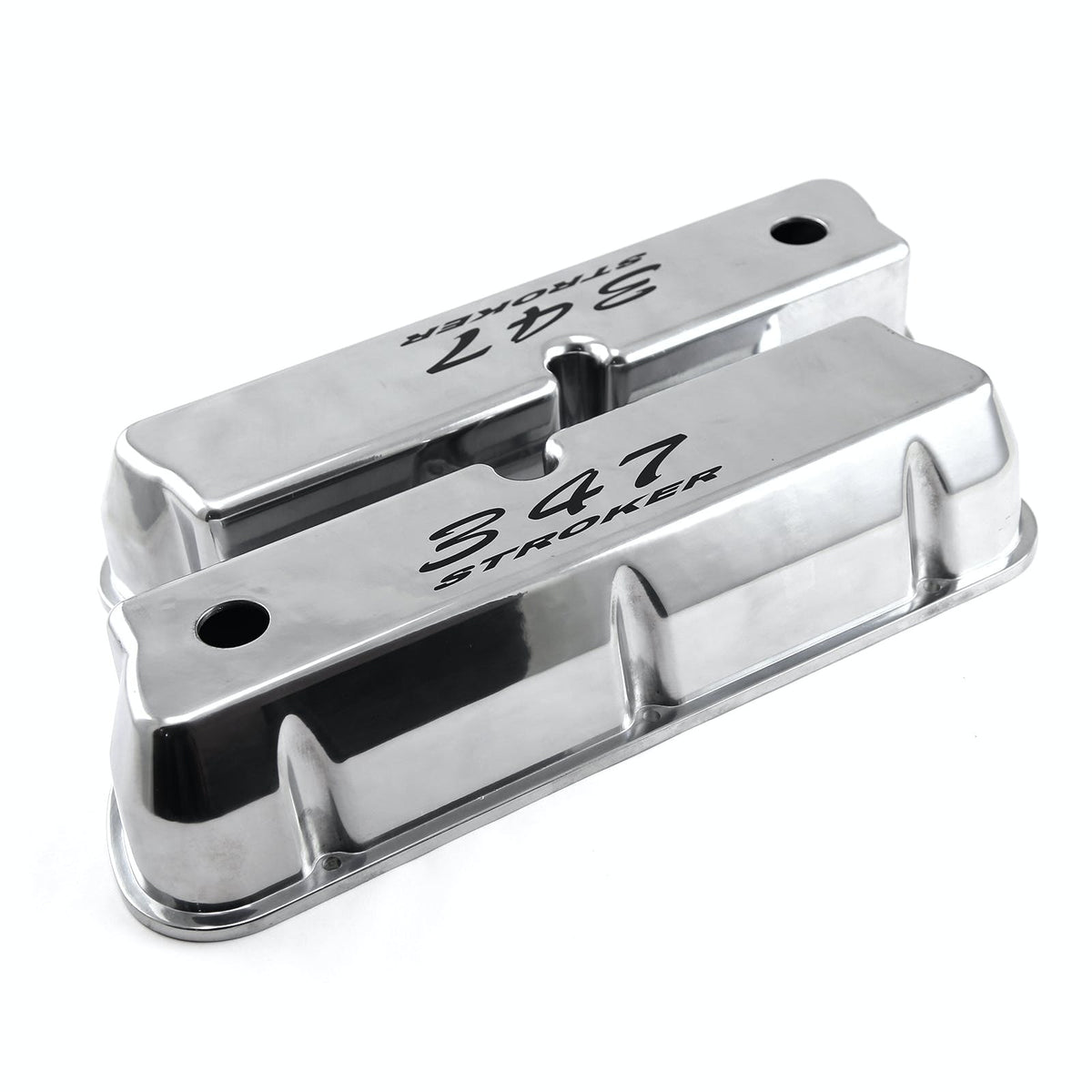Speedmaster PCE314.1083.14 Polished Aluminum 347 Stroker Black Letter Valve Covers
