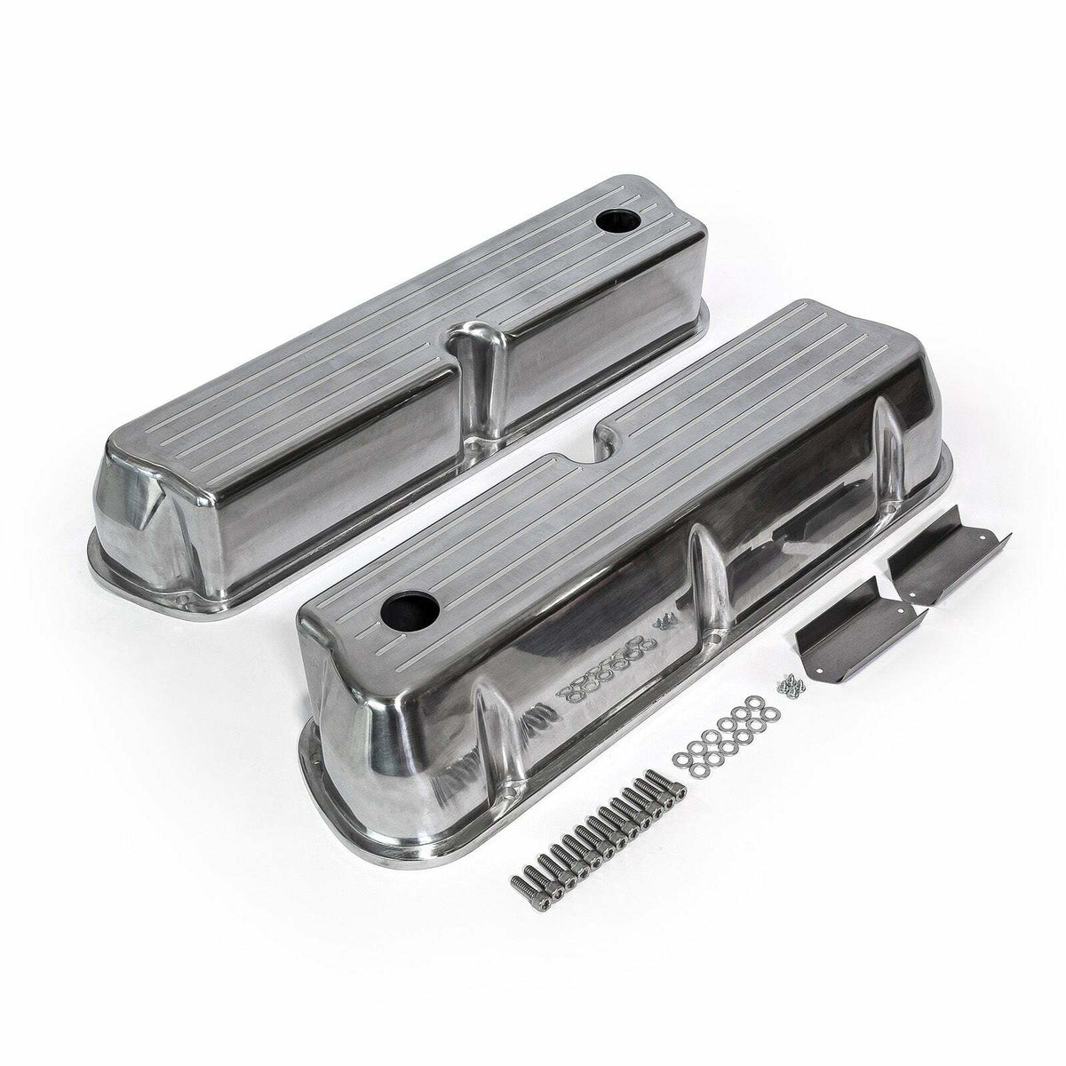 Speedmaster PCE314.1086 Polished Alum. Ball Milled Valve Covers Tall w/Hole
