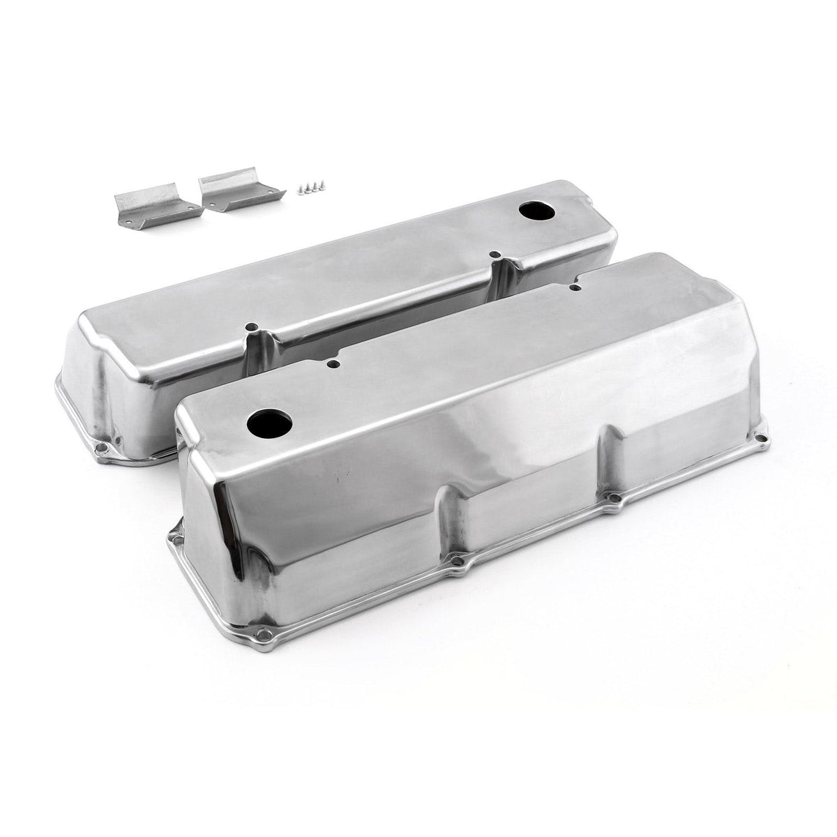 Speedmaster PCE314.1088.01 Polished Aluminum Plain Valve Covers - Tall w/ Hole