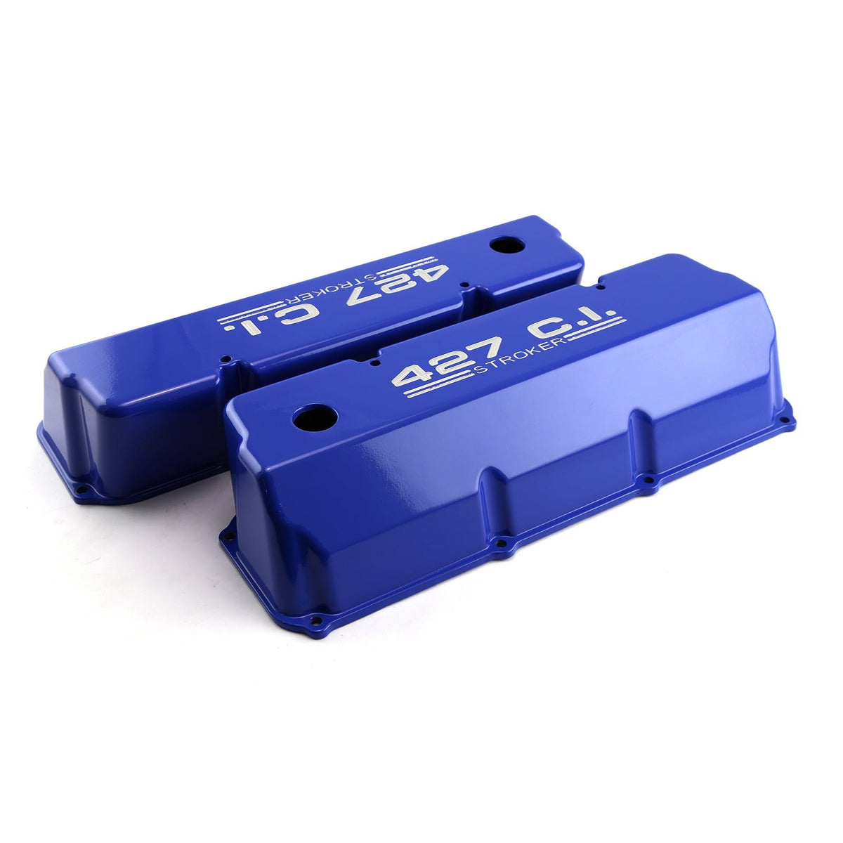Speedmaster PCE314.1088.03 427 Blue Aluminum Valve Covers - Tall w/ Hole