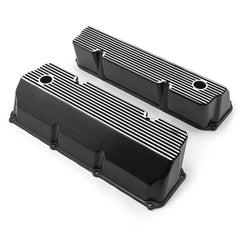 Speedmaster PCE314.1088.05 Black Finned Aluminum Valve Covers - Tall w/ Hole