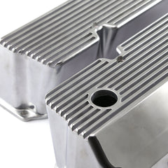 Speedmaster PCE314.1088.08 Polished Aluminum Finned Valve Covers - Tall w/Hole
