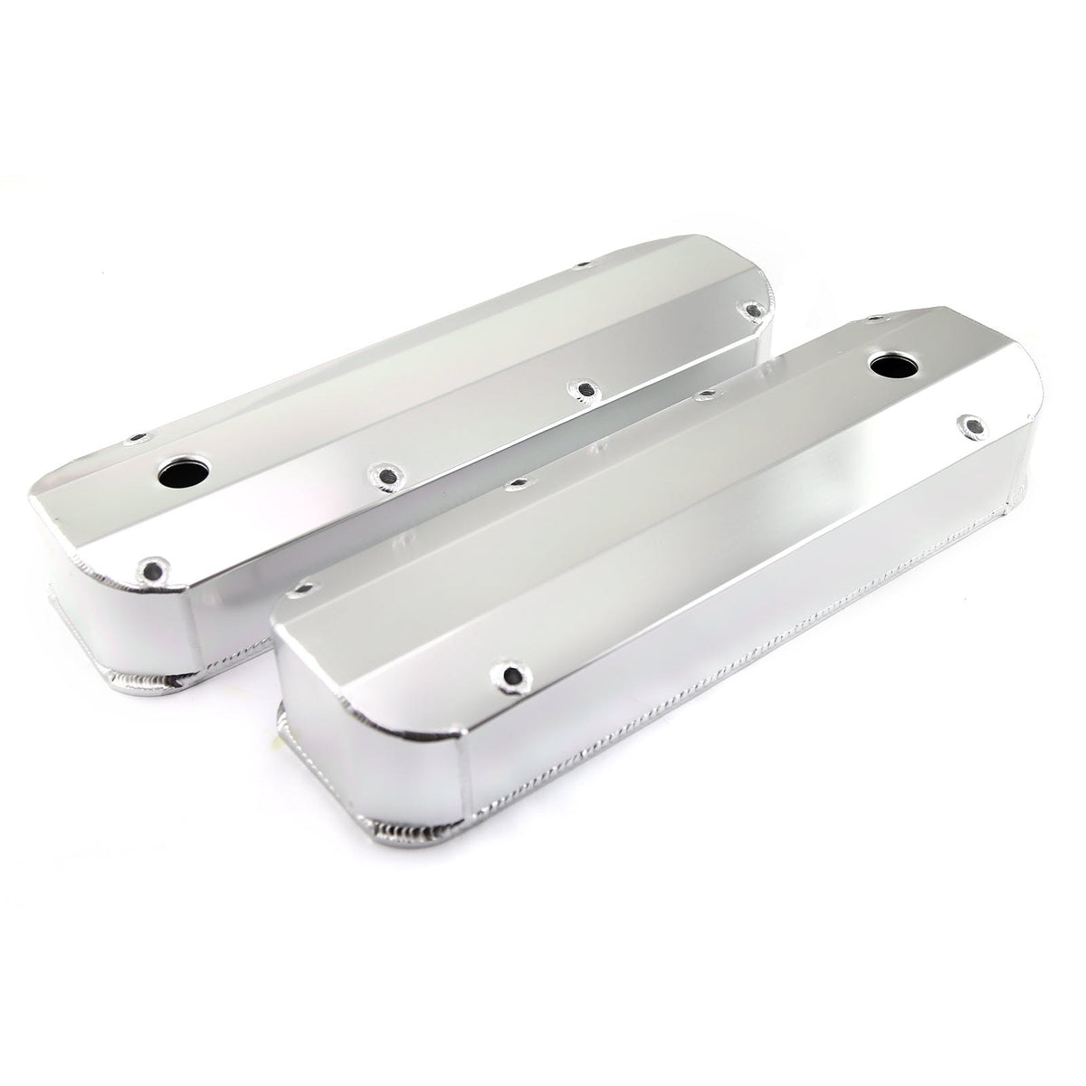 Speedmaster PCE314.1208.01 Satin Long Bolt Fabricated Valve Covers - Tall w/ Hole