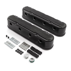 Speedmaster PCE314.1249.02 Finned Vintage Hidden Coil Aluminum Valve Cover - Black