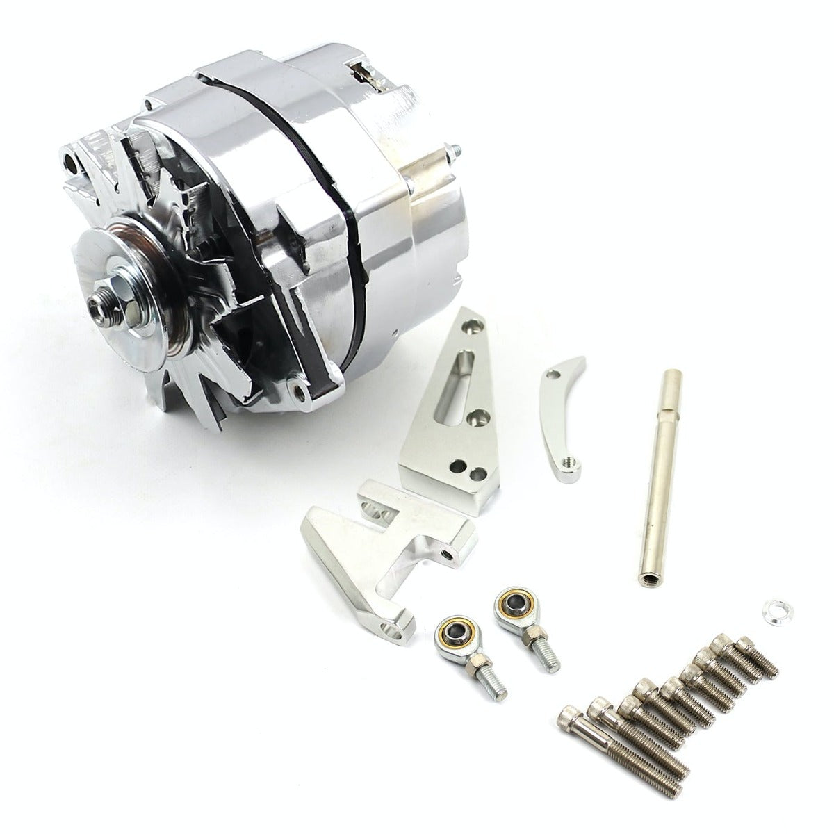 Speedmaster PCE360.1102 100 Amp 3 Wire Alternator and SWP Aluminum Bracket Kit Polished