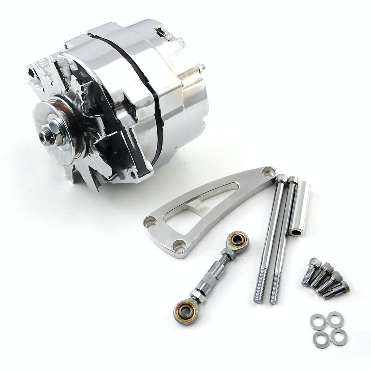 Speedmaster PCE360.1103 100 Amp 3 Wire Alternator and LWP Aluminum Bracket Kit Polished