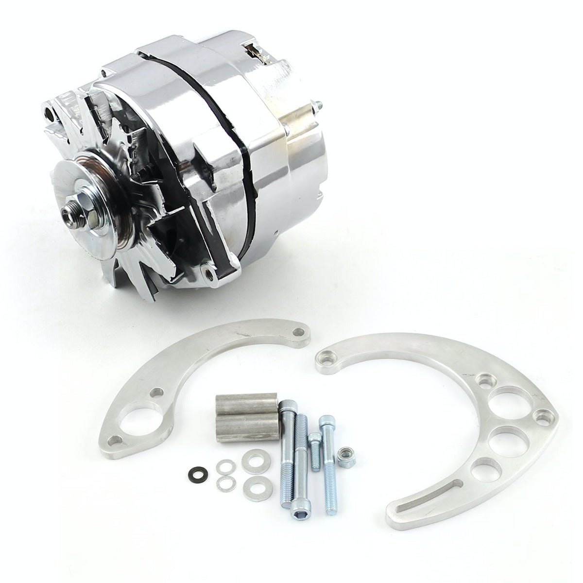 Speedmaster PCE360.1104 100 Amp 3 Wire Alternator and Short/Elec Pump Billet Bracket Kit