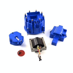 Speedmaster PCE378.1003 HEI Distributor Cap Rotor 65K Coil Cover Blue Upgrade Kit