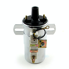 Speedmaster PCE382.1001 12V 60K Electronic Round Oil Filled Female Round Canister Ignition Coil Chrome