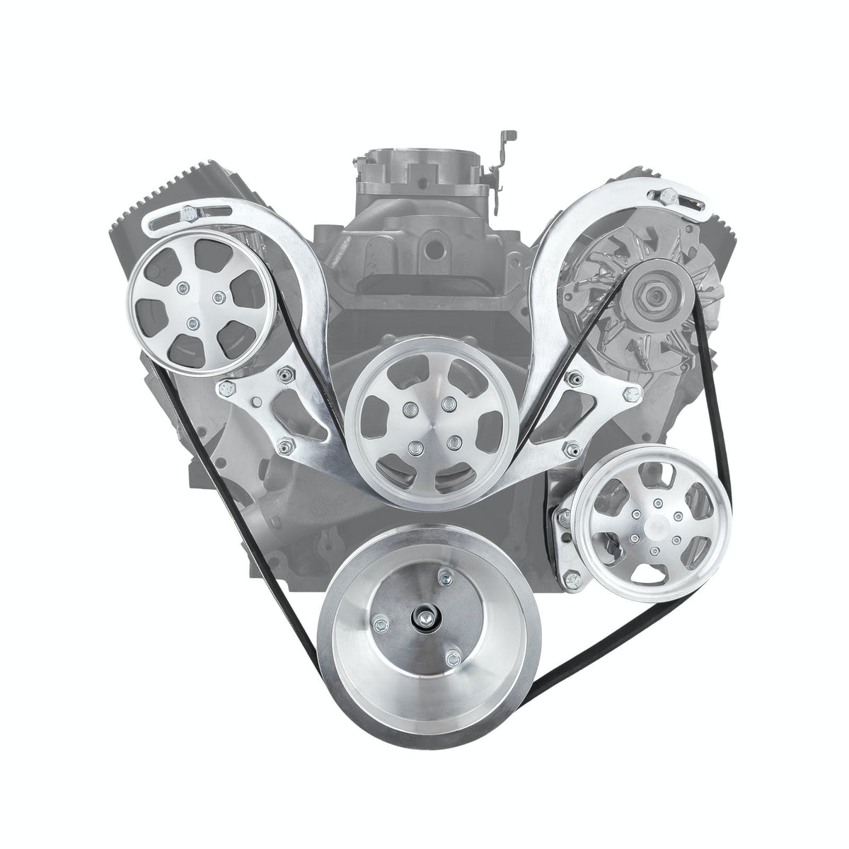 Speedmaster PCE415.1020 Polished Aluminum Short Water Pump Serpentine Engine Pulley Set
