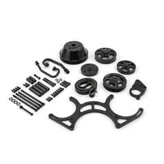Speedmaster PCE415.1021.02 Billet Aluminum Complete Serpentine Engine Pulley Set - Black