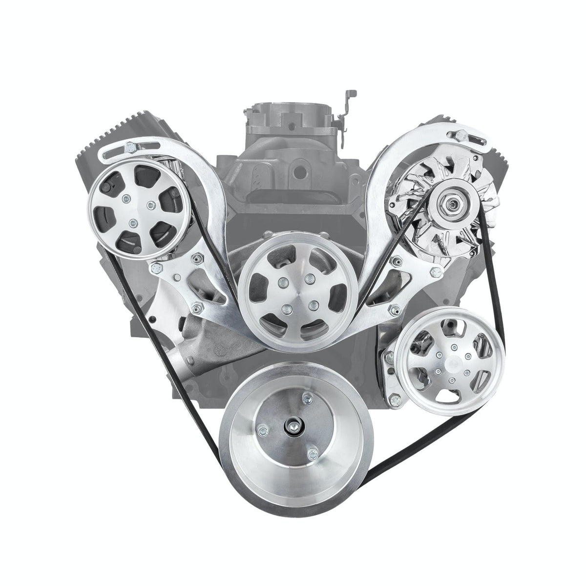 Speedmaster PCE415.1024 Aluminum Serpentine Complete Engine Pulley and Components Kit