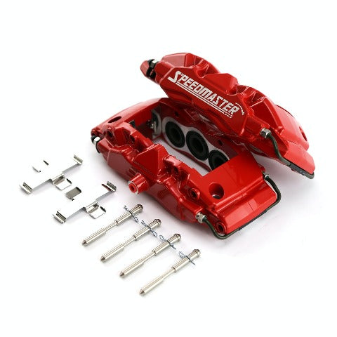 Speedmaster PCE521.1012 6 Piston Billet Caliper Front Pair - Red Powdercoated