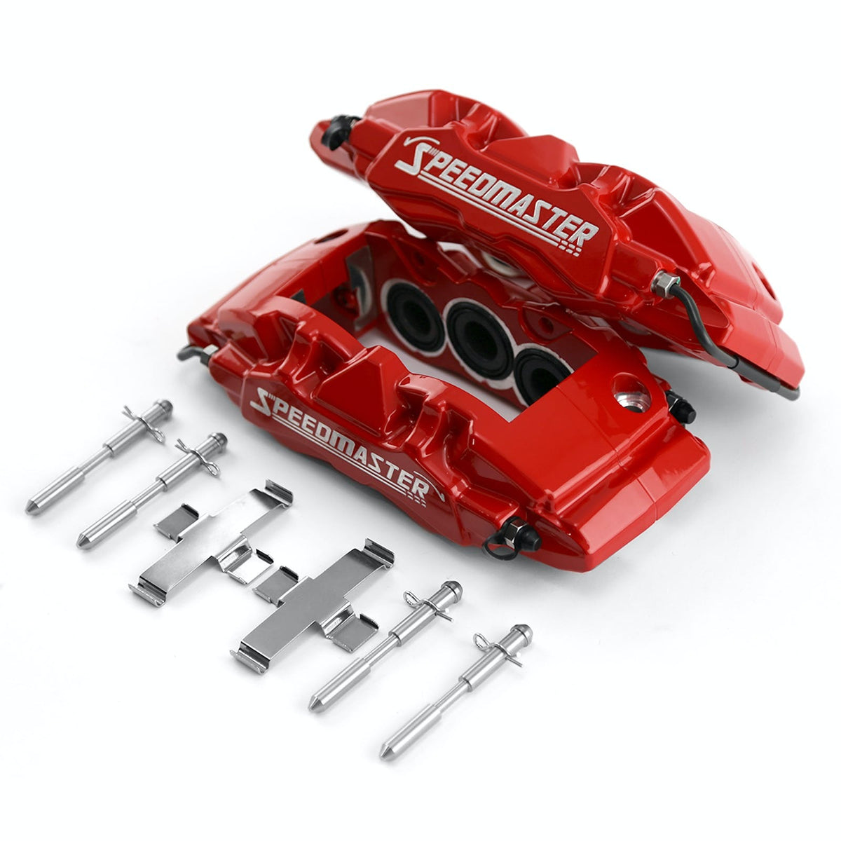 Speedmaster PCE521.1013 6 Piston Billet Caliper Rear Pair - Red Powdercoated