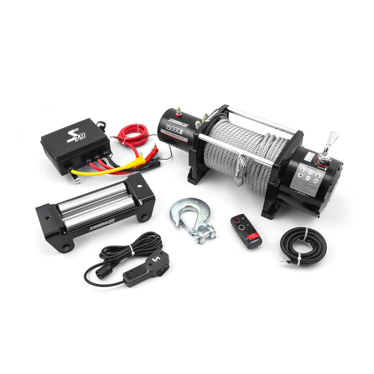 Speedmaster PCE553.1006 Speedmaster 15000lbs / 6803kgs 12V Electric 4wd Winch Kit w/ Wireless Remote