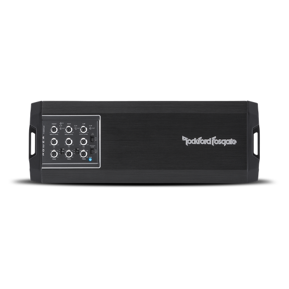 Rockford Fosgate 5 channel amplifier 100x4 + 400x1 @ 4Ω,
100x4 + 600x1 @ 2Ω, NA + 600x1 @ 1Ω pn t1000x5ad