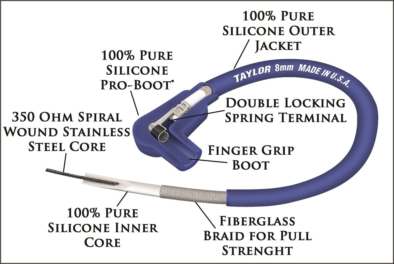 Taylor Cable Products 35672 8mm Spiro-Pro 100 Ft. spool blue