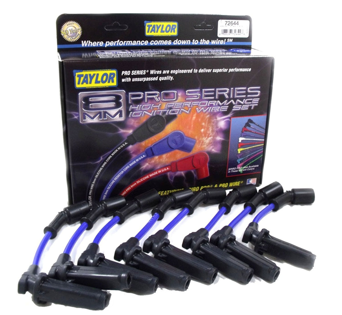 Taylor Cable Products 72644 8mm Spiro-Pro custom 8 cyl blue