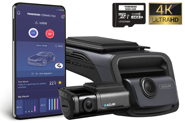 THINKWARE U3000 Front + Rear Dash Cam Bundle