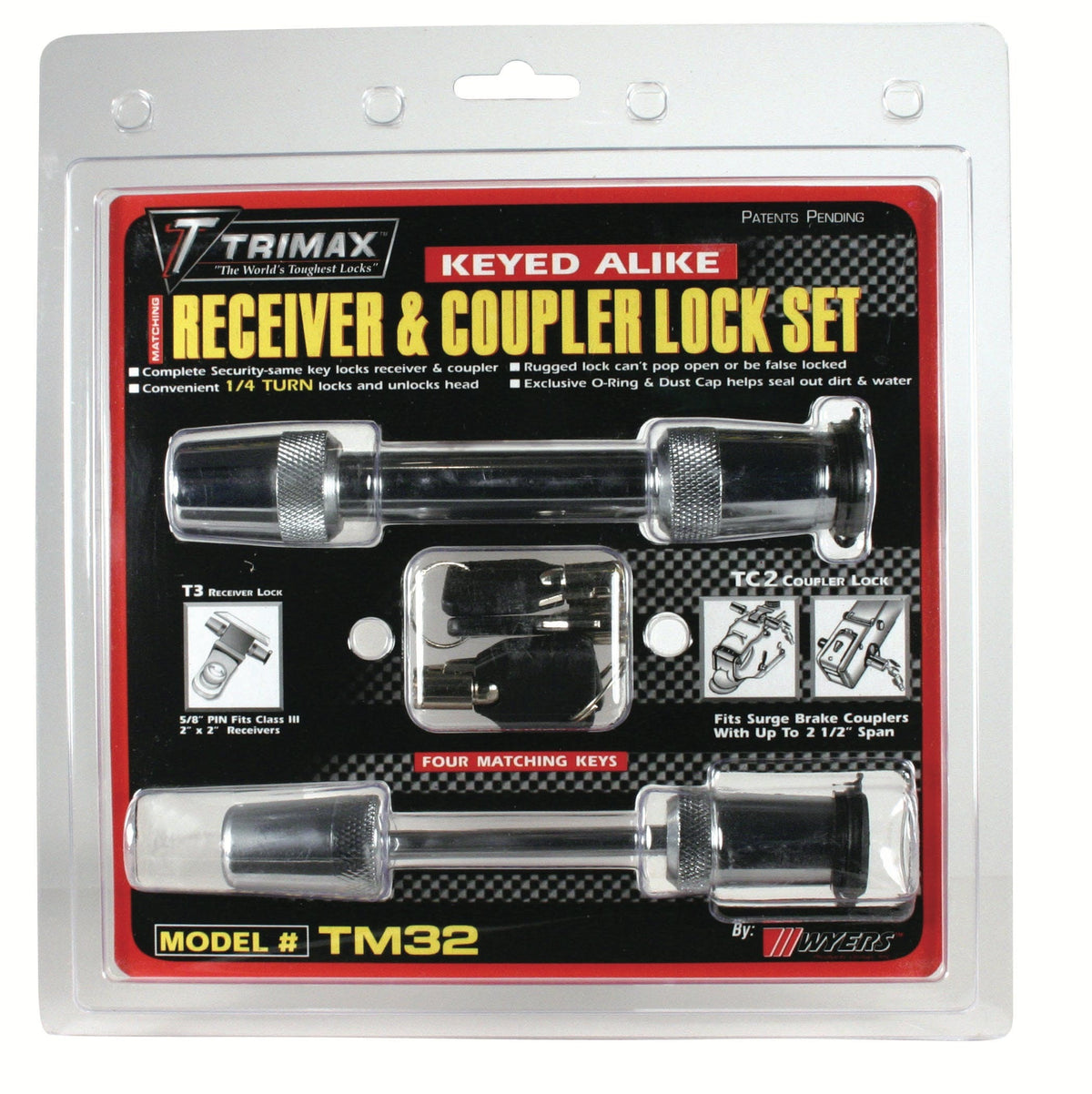 TRIMAX TM32 TRIMAX T3 - 5/8 inch Receiver and TC2 - 2-1/2 inch Span Coupler Lock