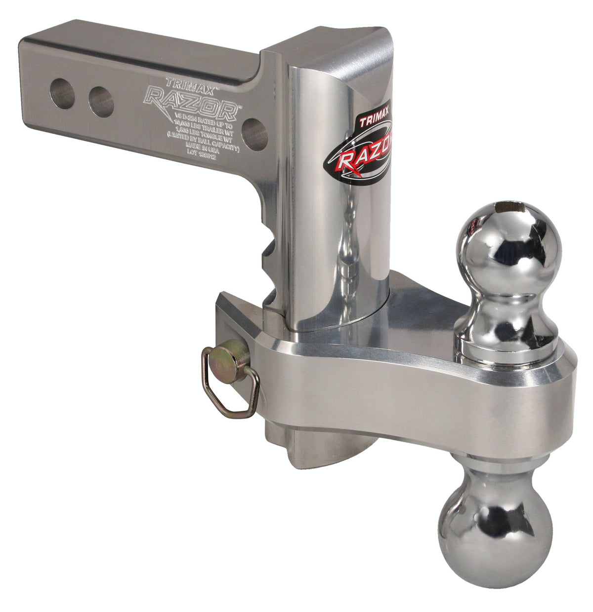 TRIMAX TRZ6ALRP 6 inch Pin and Clip Aluminum Drop Hitch-Dual Ball Included