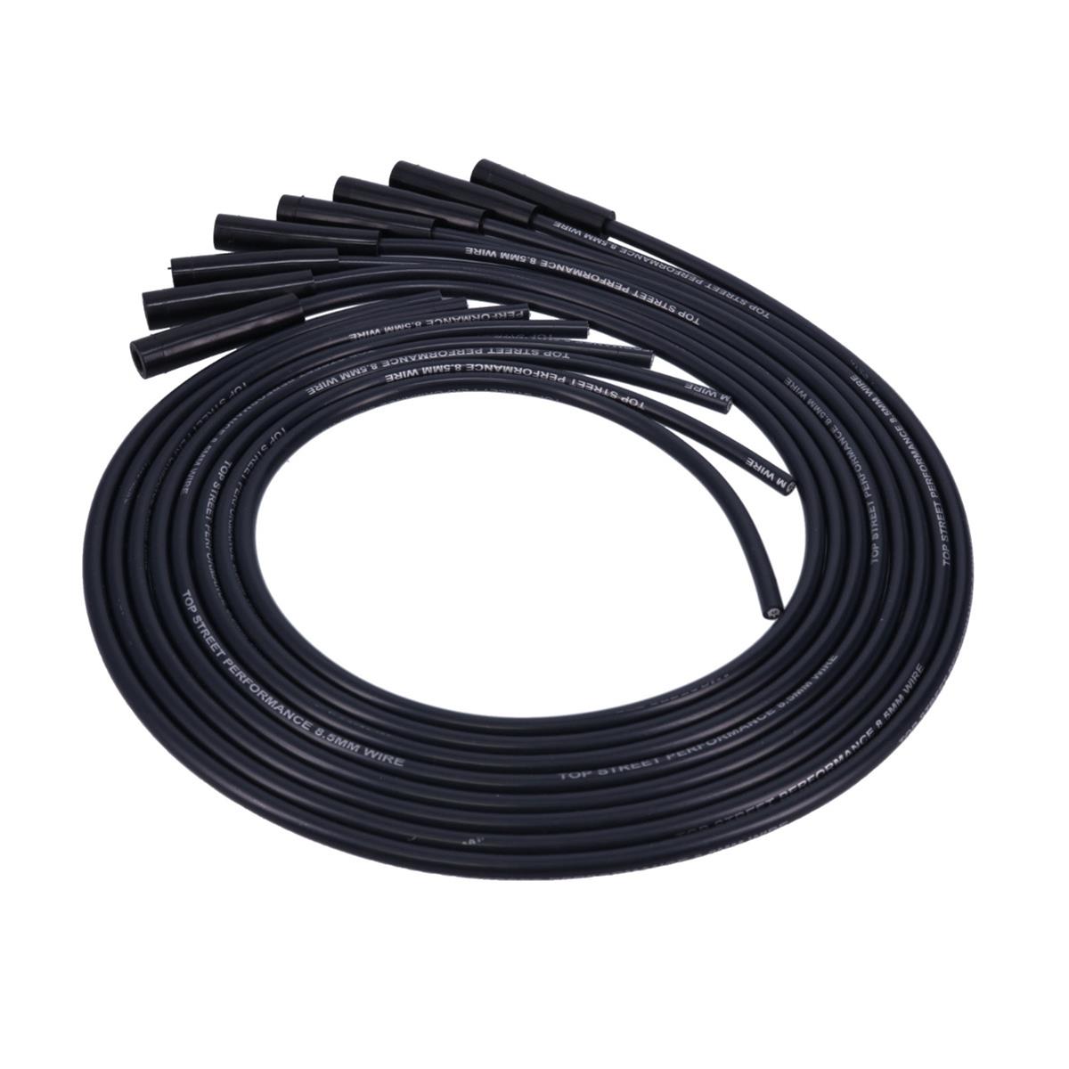 Top Street Performance 81025 8.5mm Universal LS/Lt Spark Plug Spark Plug Wire Set with 180° Plug Boots, Black