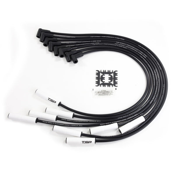 Top Street Performance 82080CE 8.5mm Chevy BB Spark Plug Wire Set with 180° Ceramic Plug Boots, Black Wire