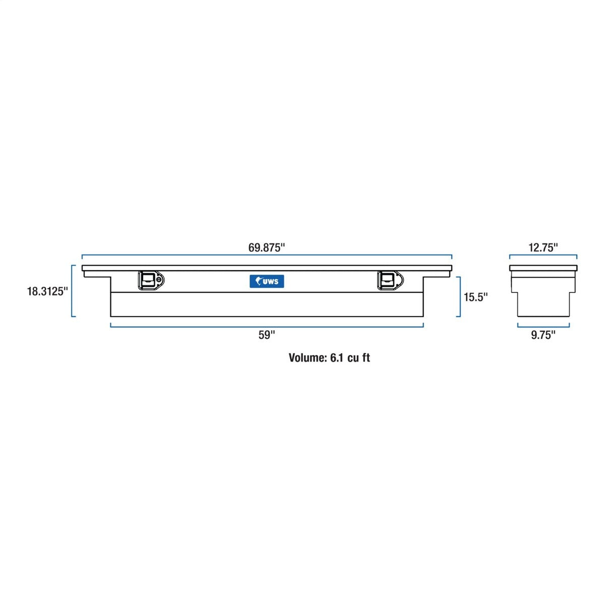 UWS EC10842 69 in. Slim-Line Crossover Truck Tool Box