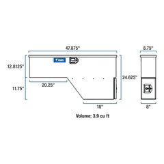 UWS FW-48-DS-D-BLK 48 inch Aluminum Fender Well with Draw Slide Driver Side Black