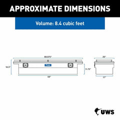UWS GLOSS BLACK ALUMINUM 69" SECURE LOCK CROSSOVER TRUCK TOOL BOX, LOW PROFILE, RAIL SL-69-LP-BLK-R