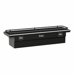 UWS GLOSS BLACK ALUMINUM 69" SECURE LOCK CROSSOVER TRUCK TOOL BOX, LOW PROFILE, RAIL SL-69-LP-BLK-R