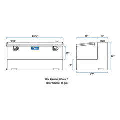 UWS ST-75-COMBO-W 85 Gallon L Tank  Steel White