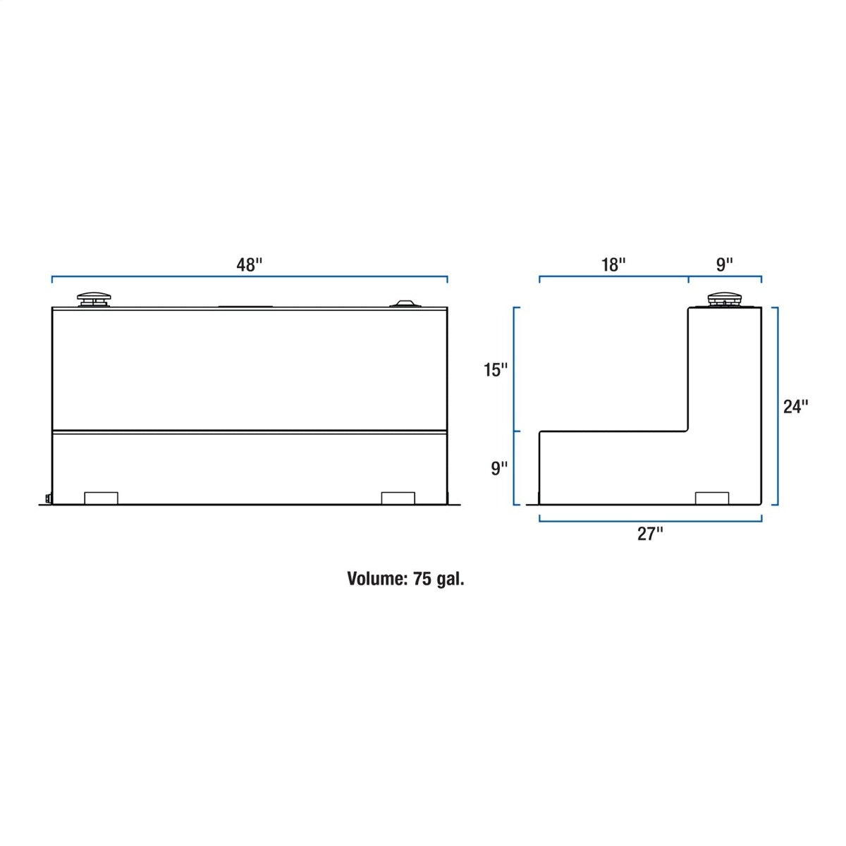 UWS ST-75-L-MB 100 Gallon R Tank Steel Matte Black