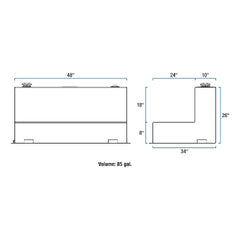UWS ST-85-L-W 100 Gallon L Tank  Steel White