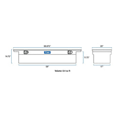 UWS TBS-69-LP-MB 69 inch Aluminum Single Lid Crossover Toolbox Low Profile Matte Black