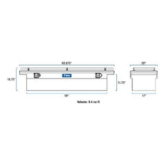 UWS TBS-69-LP-R 69 inch Aluminum Single Lid Crossover Toolbox Low Profile with Rail