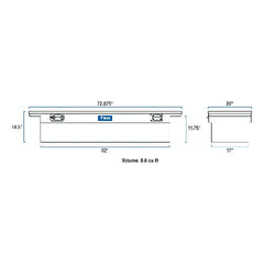 UWS TBS-72-LP-PH-B 72 inch Aluminum Single Lid Crossover Toolbox Pull Handle Low Profile Black
