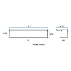 UWS TBSM-36-LP-BLK 36 inch Low-Profile Truck Side Tool Box, glass black