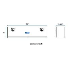UWS TBTS-60-BLK 60 inch Aluminum Topsider Tool Box Single Door Black