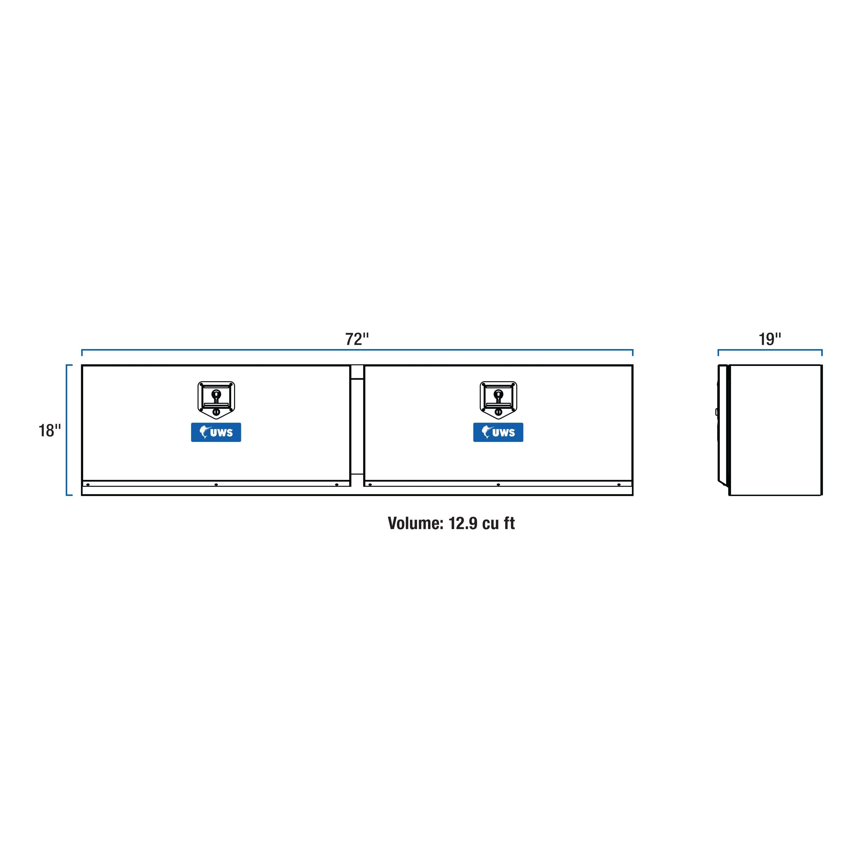 UWS TBUB-72 72 inch Aluminum Underbody Box Double Door