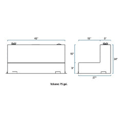 UWS TT-75-L-T-P Aluminum Transfer Tank 75 Gallon L-Tank Bright