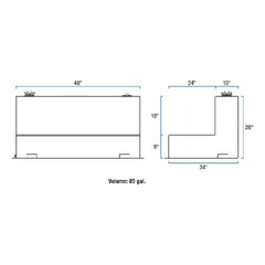 UWS TT-85-L-T-P Aluminum Transfer Tank 85 Gallon L-Tank Bright