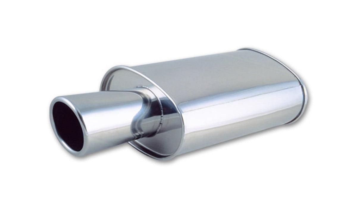 Vibrant Performance 1046 Oval Muffler w/ 4 inch Round Angle Cut Tip (2.5 inch inlet)