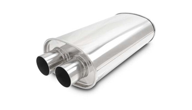 Vibrant Performance - 10534 - STREETPOWER Oval Muffler, 2.25 in. Inlet/Outlet (Dual In/Out) - 15.00 in. Body Length